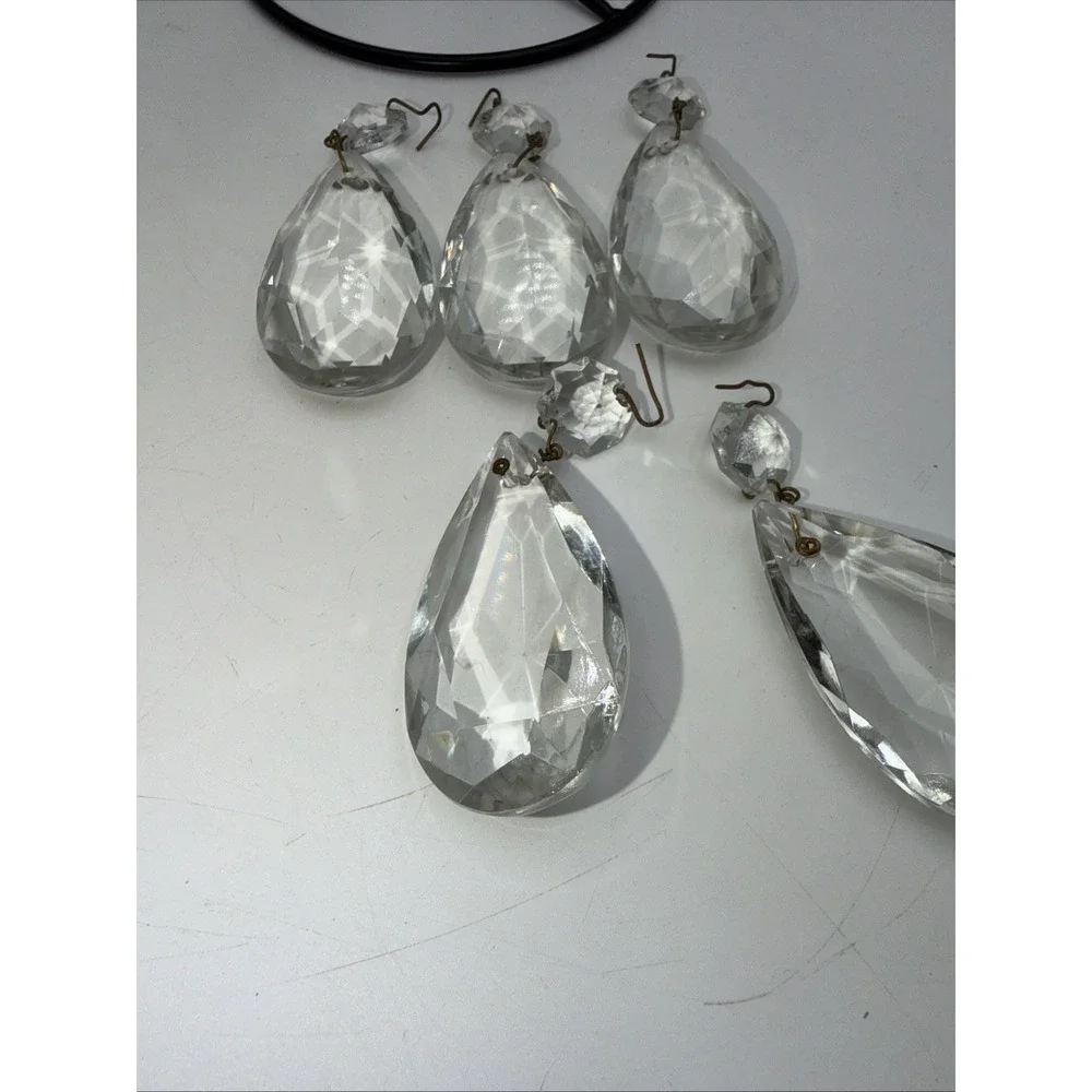 Lot Of 5 Vintage Teardrop Chunky Pear Crystal Chandelier Faceted Prisms
